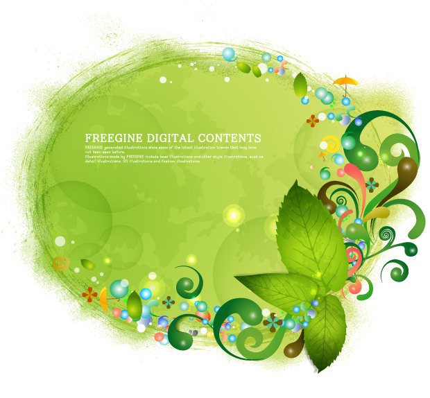 free vector Green leaves and colorful background pattern vector