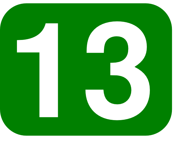 free vector Green Rounded Rectangle With Number 13 clip art