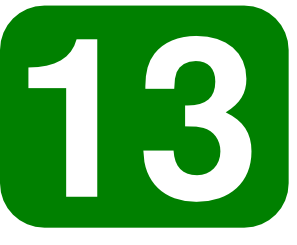 free vector Green Rounded Rectangle With Number 13 clip art