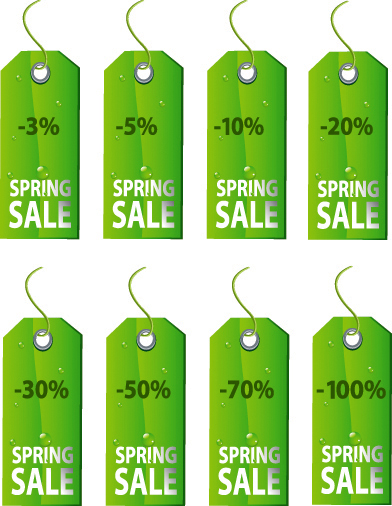 free vector Green spring tag sale tag vector