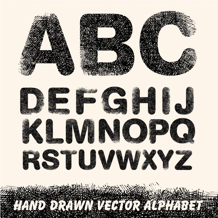 free vector Handdrawn line draft letters vector