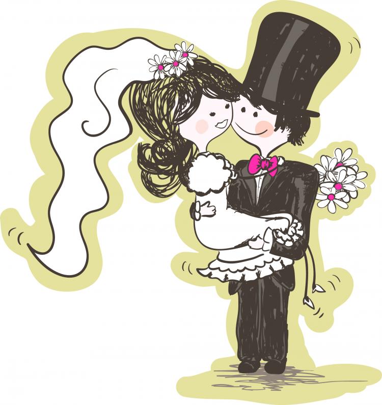 free vector Handpainted version of the bride and groom 03 vector