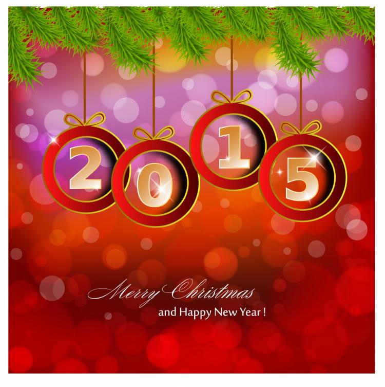 free vector Happy new year 2015 background with christmas bauble