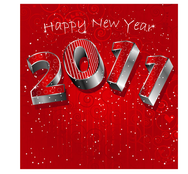 free vector Happy new year 3D 2011