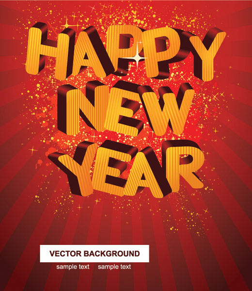 free vector Happy new yeardimensional vector