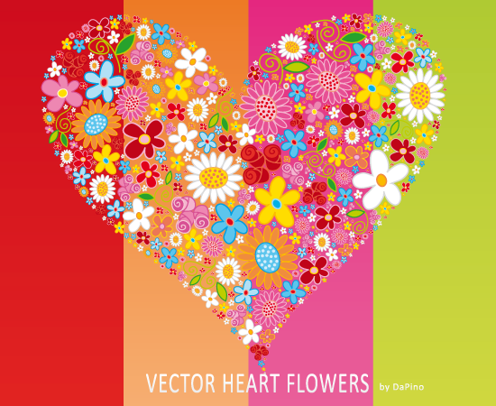 free vector HEART Flowers