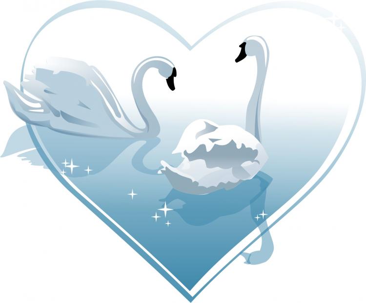 free vector Heart-shaped White Swan Vector Of Material Heart-shaped