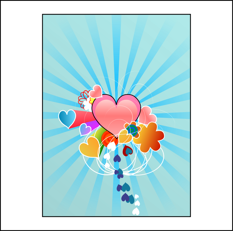free vector Hearts with Blue Rays
