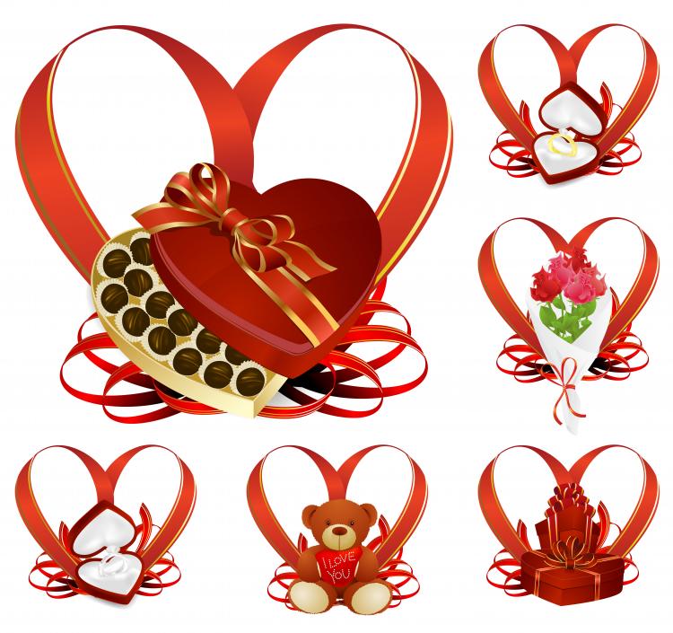 free vector Heartshaped ribbon with a gift vector