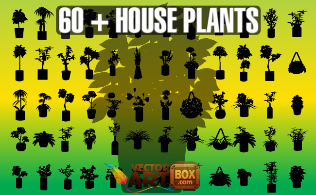 free vector House Plants Silhouettes
