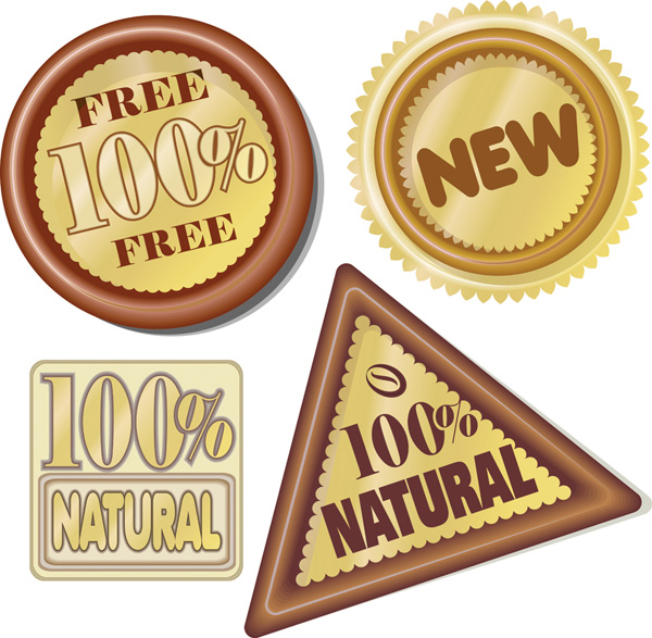 free vector Hundred percent natural icon vector