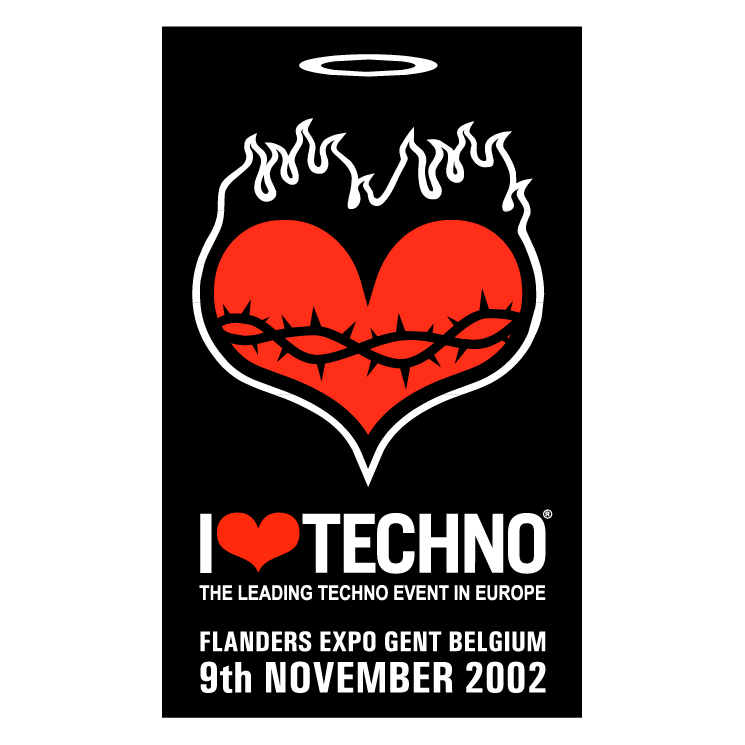 free vector I love techno 2002
