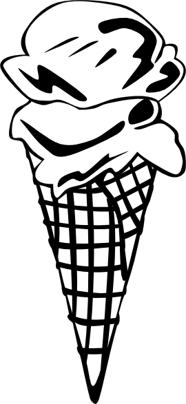 free vector Ice Cream Cone (2 Scoop) (b And W) clip art
