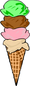 free vector Ice Cream Cone (4 Scoop) clip art