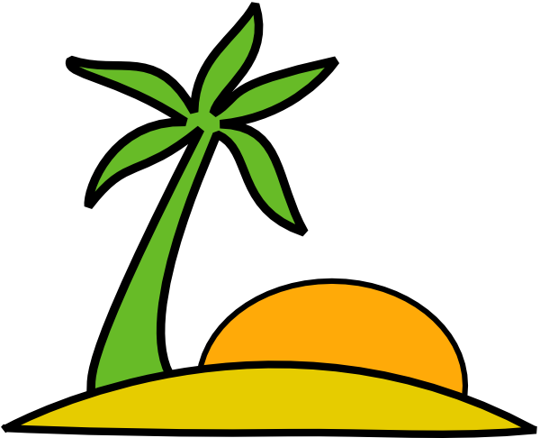 free vector Island, Palm, And The Sun clip art