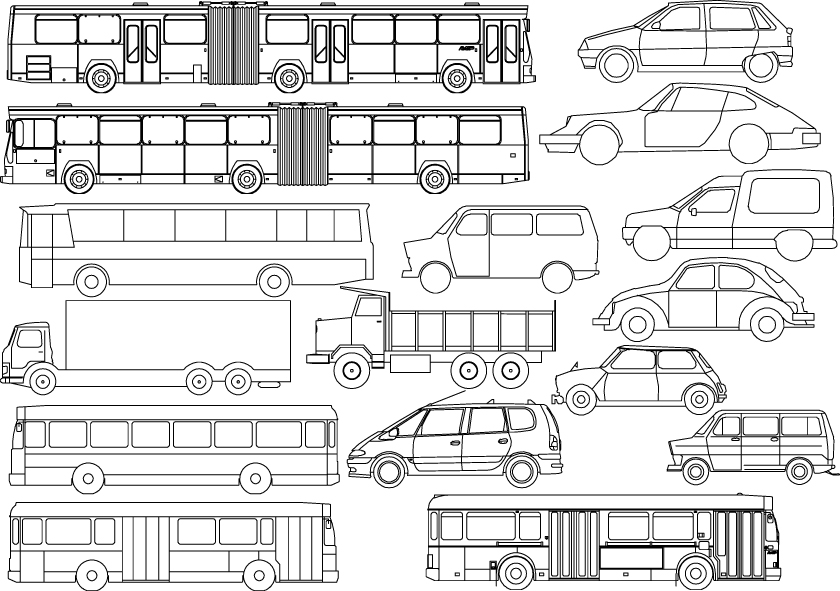 free vector Kinds of line drawing car bus vector