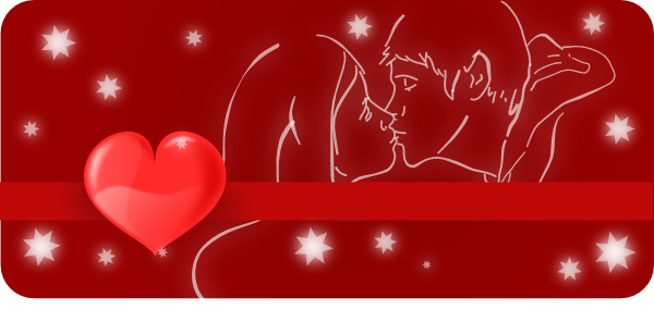 free vector Kissing Couple With Heart clip art