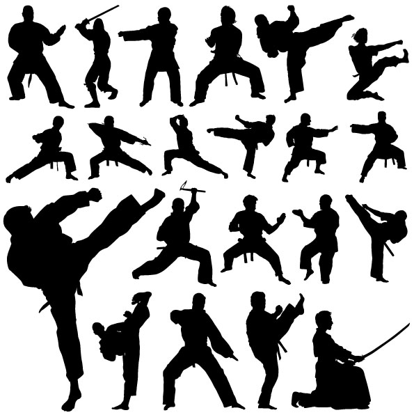 free vector Kung Fu Action Silhouette Vector
