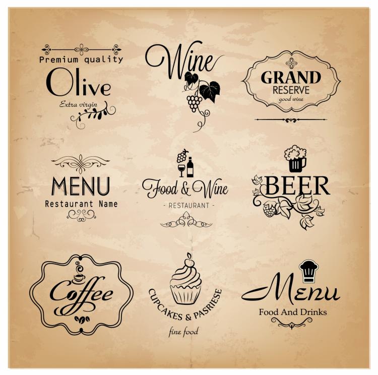 free vector Label set for restaurant menu design