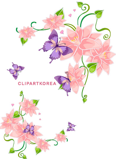 free vector Lace, flowers and butterflies vector material