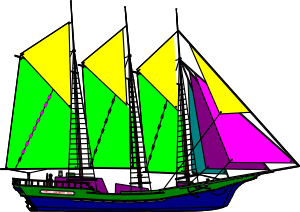 free vector Large Sailing Ship Yellow Purple clip art
