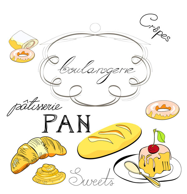 free vector Line drawing of food and kitchen utensils vector