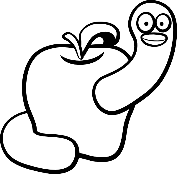 free vector Lineart-apple-worm clip art