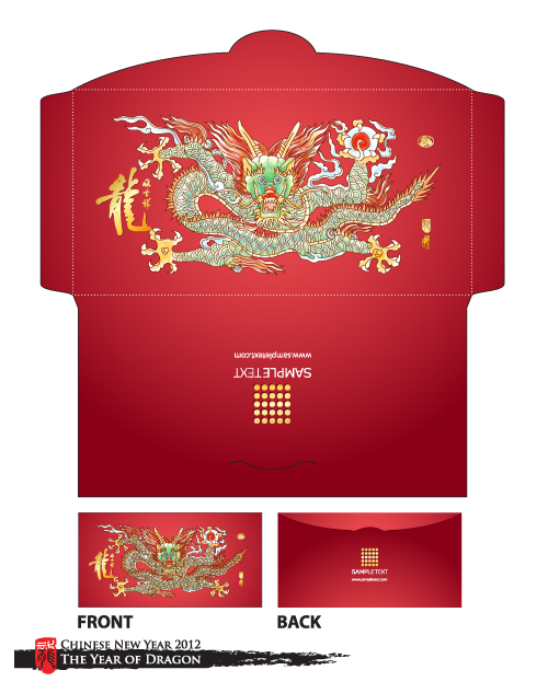free vector Long red envelope template 07 vector
