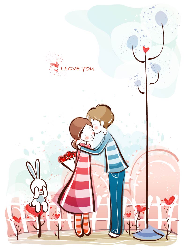 free vector Love the small couple vector 3140