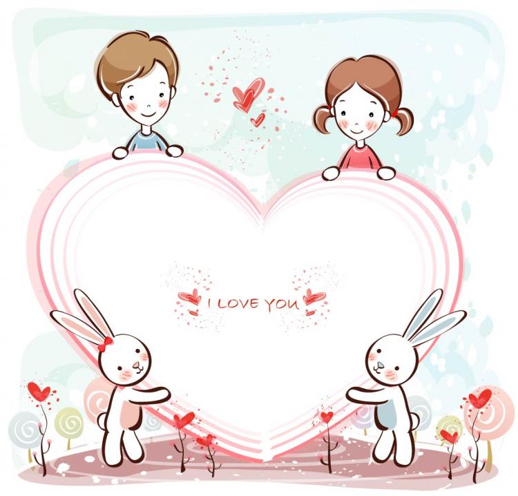 free vector Love the small couple vector 3140