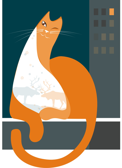 free vector Lovely cat vector illustration material
