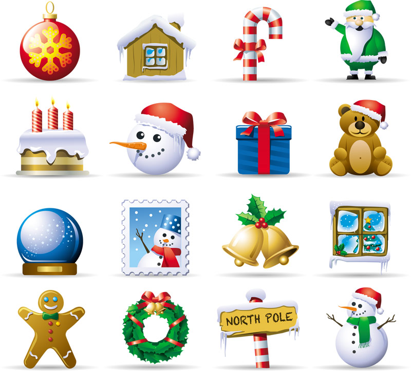 free vector Lovely christmas element icons vector