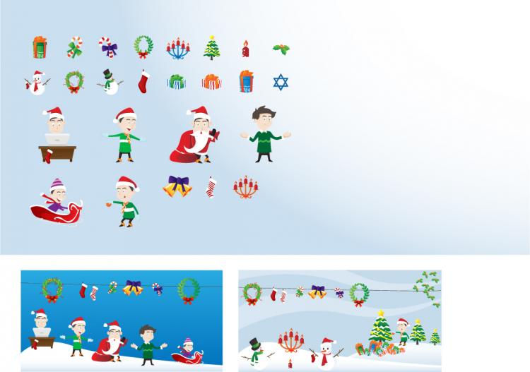 free vector Lovely christmas element vector and scenes