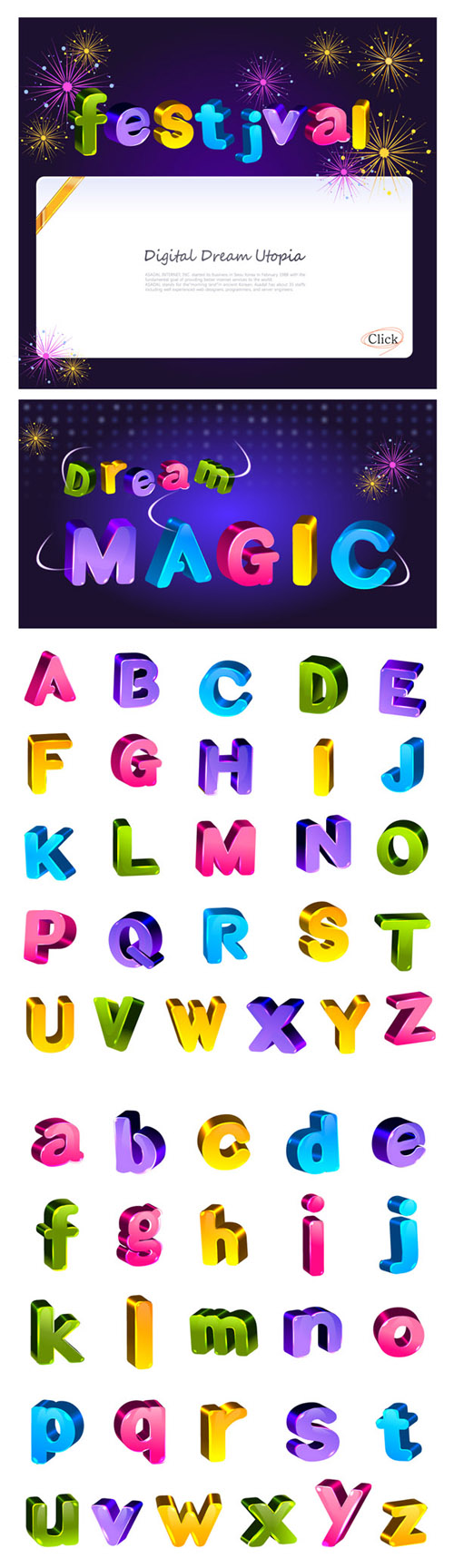 free vector Lovely color threedimensional letters and numbers vector