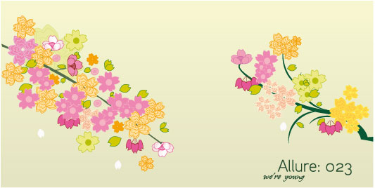free vector Lovely flowers, branches vector material