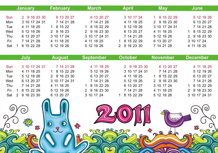 free vector Lovely handdrawn calendar 2011 vector