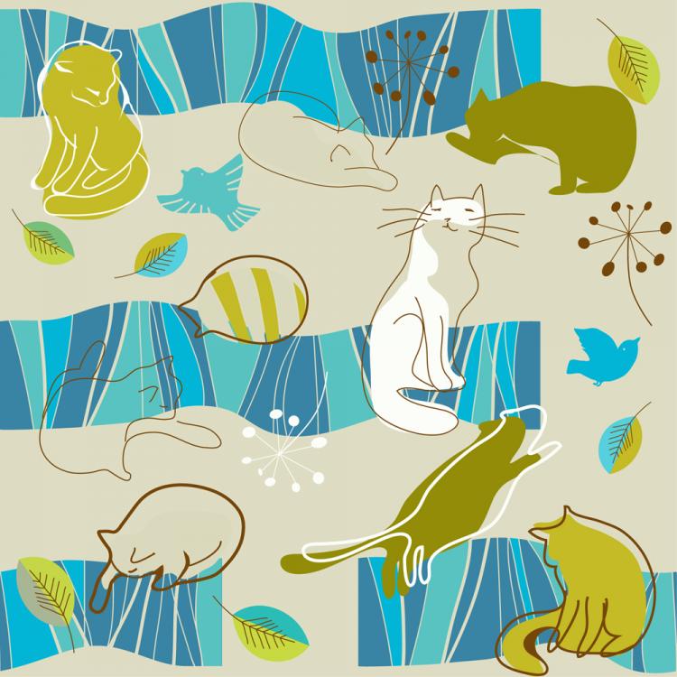 free vector Lovely lines issued cat pattern 03 vector
