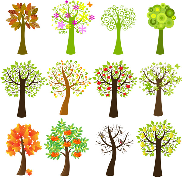 free vector Lovely trees vector