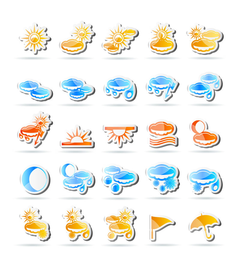 free vector Lovely weather icon stickers vector