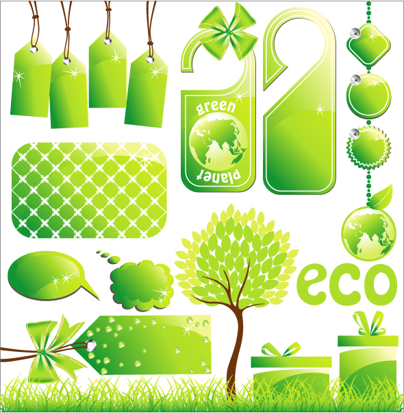 free vector Lowcarbon green theme icon vector