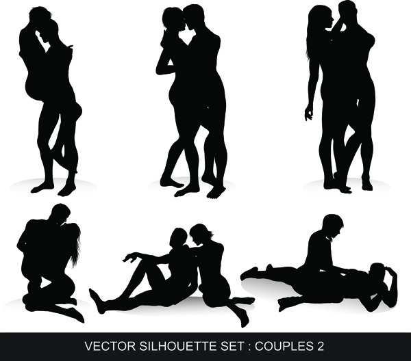 Male And Female Black And White Silhouette Vector Free
