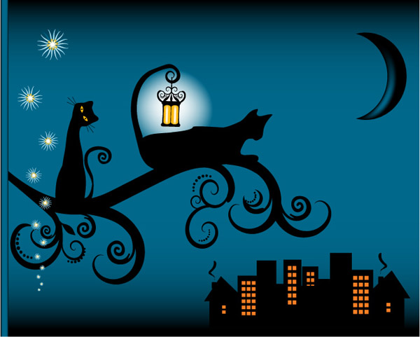 free vector Meow cat silhouette vector