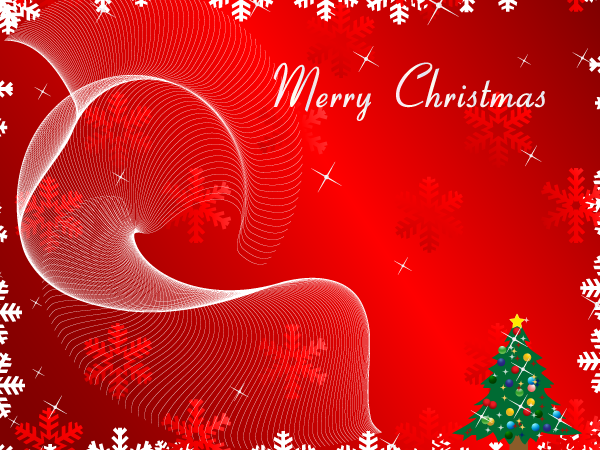 free vector Merry Christmas Greeting Card on Red Background Vector