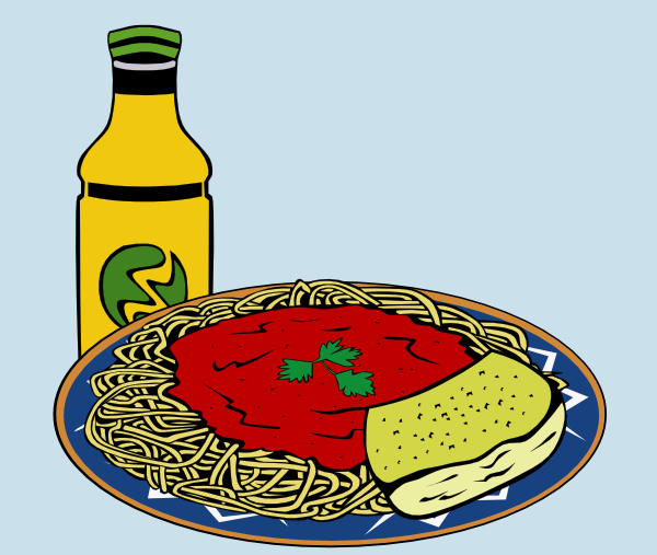 free vector Milk Energy-drink Spaghetti Sauce Garlic Bread clip art