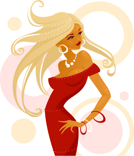 free vector Modern fashion trend of women vector -2