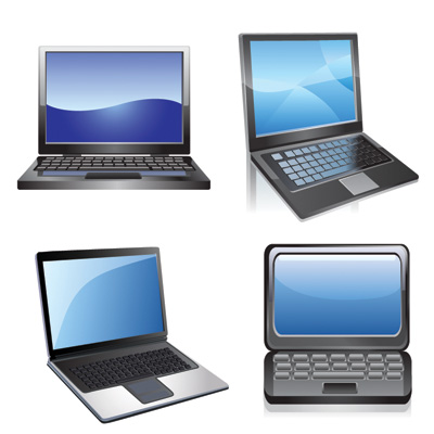 free vector Notebook computers and lcd monitors vector