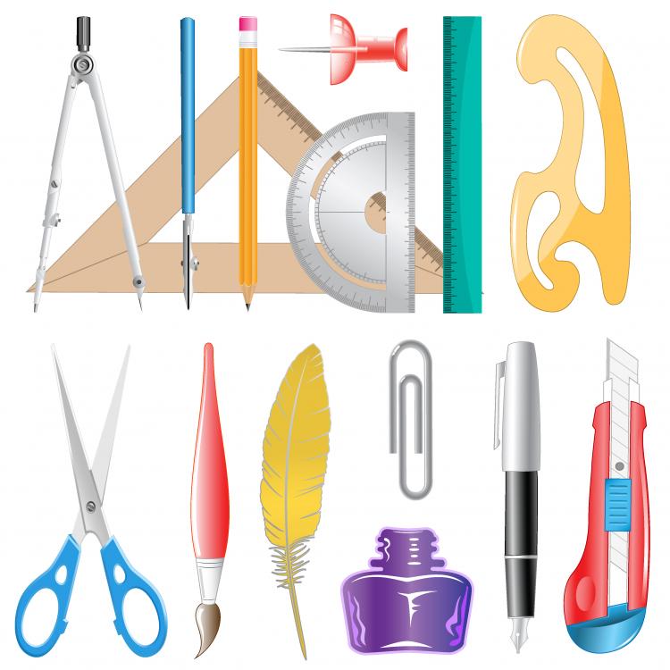 Office supply stationery school tools icons Vector Image