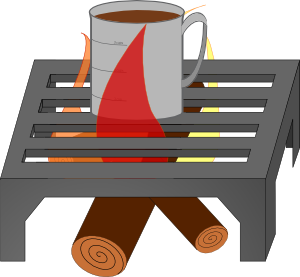 free vector Oreomasta Coffee Cup Over Fire Grate clip art