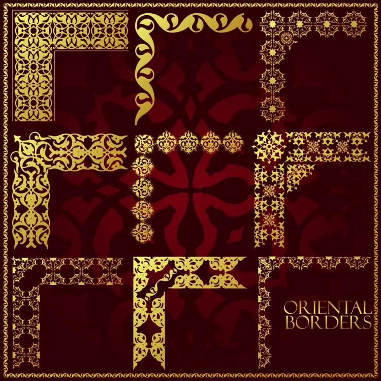 free vector Ornate traditional patterns border 01 vector