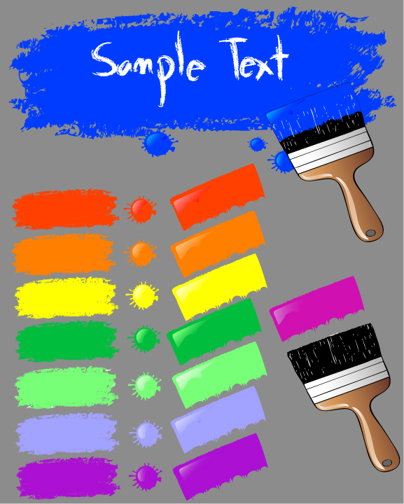free vector Paint brush and ink marks vector material